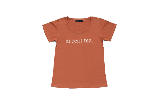 Womens Accept Tea Tee - Burnt Orange